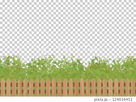 木柵欄和樹籬背景 124016451