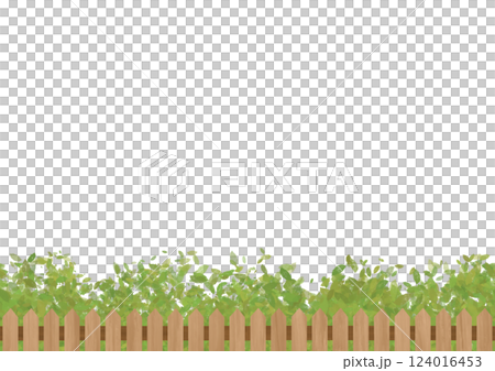 木柵欄和樹籬背景 124016453