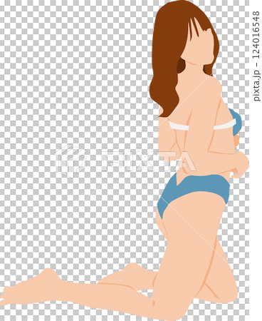 Illustration of a woman in a swimsuit posing Illustration of a woman in a swimsuit posing 124016548