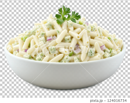 Macaroni Salad A chilled macaroni salad with tender pasta, diced celery, red onion, and a creamy mayo-based dressing. The salad Macaroni Salad A chilled macaroni salad with tender pasta, diced celery, red onion, and a creamy mayo-based dressing. The salad 124016734