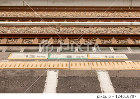 新幹線の乗車位置案内と線路【山陽新幹線 新倉敷駅】 新幹線の乗車位置案内と線路【山陽新幹線 新倉敷駅】 124016787