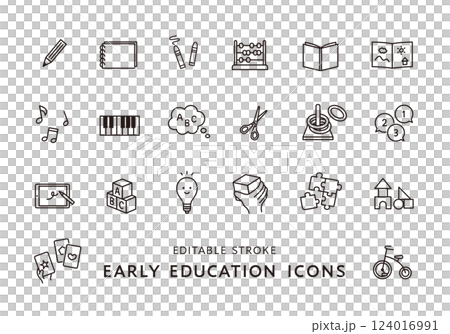 Early childhood education icon set (monochrome) 124016991