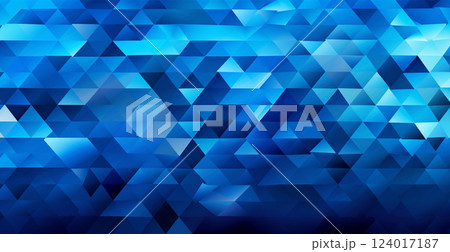 Modern and abstract blue triangles with grungy texture, panoramic background - AI generated image 124017187