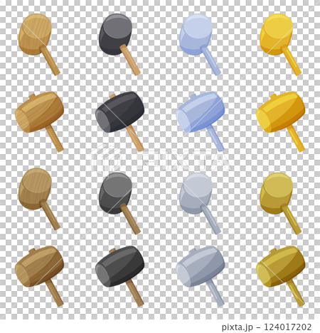 Evolving hammer illustration material set Evolving hammer illustration material set 124017202