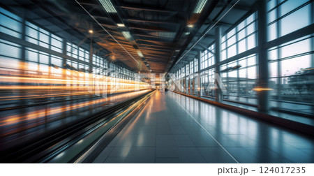 Airport building, international terminal, rushing people to land, blurred background - AI generated image Airport building, international terminal, rushing people to land, blurred background - AI generated image 124017235