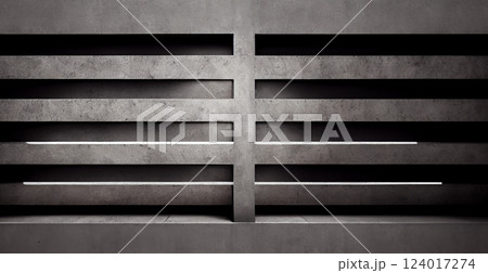 Gray rough concrete stone texture grunge rough wall panoramic background - AI generated image 124017274