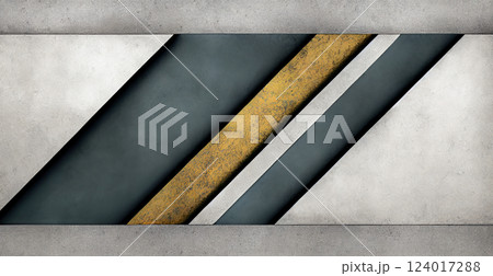 Gray rough concrete stone texture grunge rough wall with yellow stripes panoramic background - AI generated imag 124017288