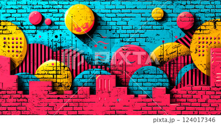 Stylish abstract vintage old bright background 70s, 80s 90s - AI generated image Stylish abstract vintage old bright background 70s, 80s 90s - AI generated image 124017346