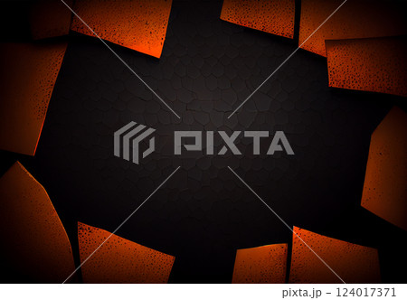 Abstract geometric dark frame grunge texture with halftone pattern on black background - AI generated image Abstract geometric dark frame grunge texture with halftone pattern on black background - AI generated image 124017371