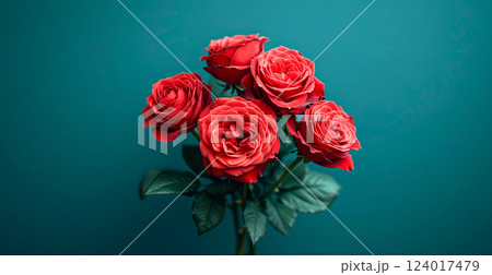 Bright floral bouquet of roses, festive mood - AI Generated Image 124017479
