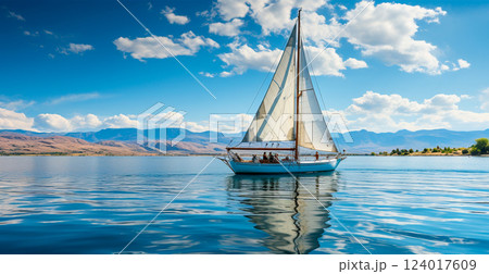 Modern yacht sailing on the sea, sailing yacht - AI generated image Modern yacht sailing on the sea, sailing yacht - AI generated image 124017609