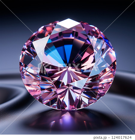 Faceted diamond, shiny bright transparent natural mineral - AI generated image 124017624