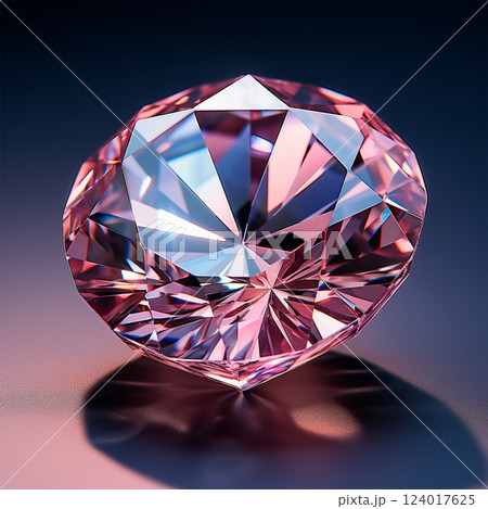 Faceted diamond, shiny bright transparent natural mineral - AI generated image 124017625