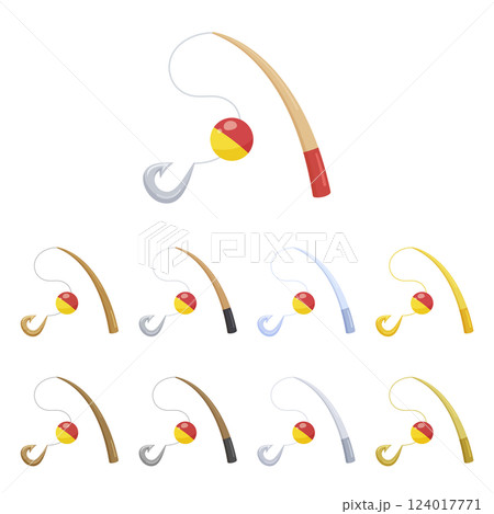 進化する釣り竿のイラスト素材セット 124017771