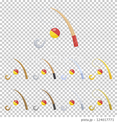 進化する釣り竿のイラスト素材セット 124017771