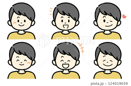 笑顔のイラストセット　黄色の服を着た人物 124019039