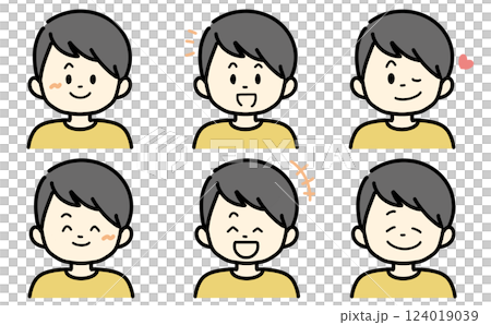 笑顔のイラストセット　黄色の服を着た人物 124019039