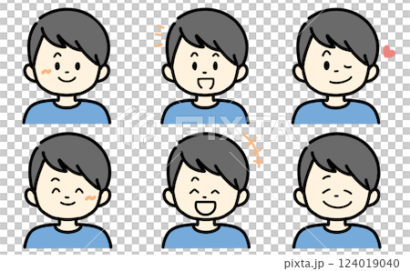 微笑的插圖集：穿著藍色衣服的人 124019040