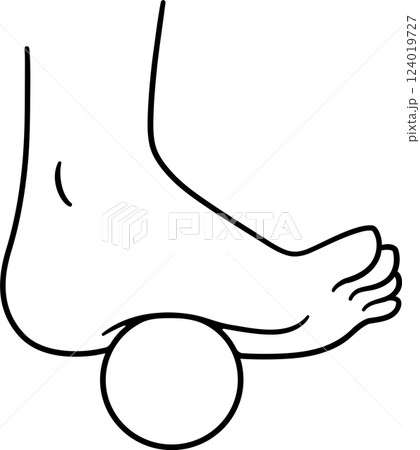 Foot massage with a ball doodle drawing Foot massage with a ball doodle drawing 124019727