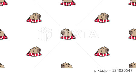 capybara seamless pattern christmas knitting scarf vector pet cartoon doodle south america animal gift wrapping paper tile background repeat wallpaper illustration design 124020547