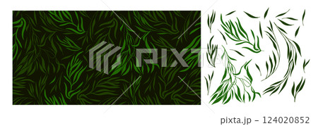 Seamless background green leaves. hand drawing. Not AI, Vector illustration Seamless background green leaves. hand drawing. Not AI, Vector illustration 124020852