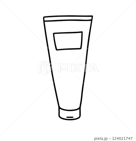 Hand drawn tube of hair care product isolated on white background. Doodle hair dye, shampoo, Mask, balm, conditioner, lotion for man and women. Scribble ink adults and kids coloring page, outline art Hand drawn tube of hair care product isolated on white background. Doodle hair dye, shampoo, Mask, balm, conditioner, lotion for man and women. Scribble ink adults and kids coloring page, outline art 124021747