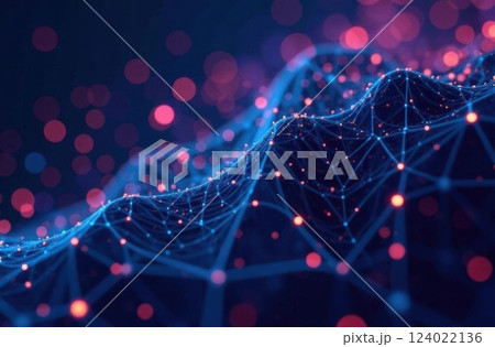 Connected polygons plexus background, digital data visualization.  124022136