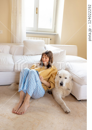 Cozy Morning with a Loyal Companion 124022292