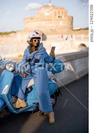 Stylish Traveler Taking Selfie in Rome Stylish Traveler Taking Selfie in Rome 124022306