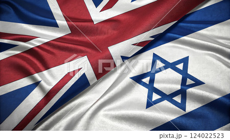 Union Jack and Israeli Flags Together Symbolizing Unity 124022523