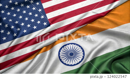 USA and India Flags Together Symbolizing Unity and Diplomacy 124022547