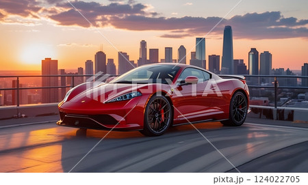 Luxury Drive at Sunset 124022705