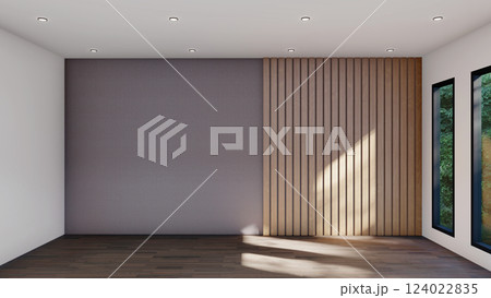 empty interior room shadow wall space background mock up architecture sunlight. empty home modern window light floor design apartment white house indoor. blank minimal concept backdrop bright clean. 124022835