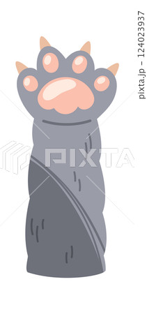 Gray fur fluffy cat paw 124023937