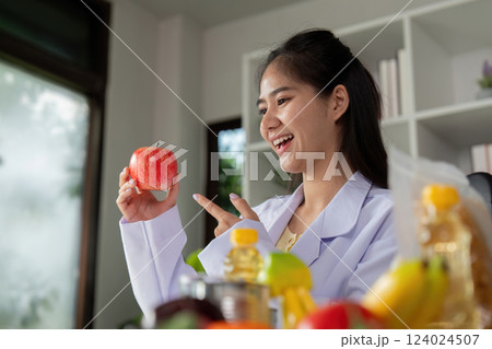 Dietitian expressing concern about unhealthy food choices 124024507