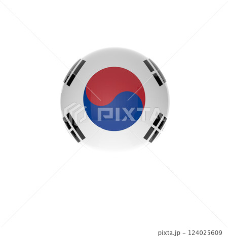 South Korea flag ball in white background 124025609