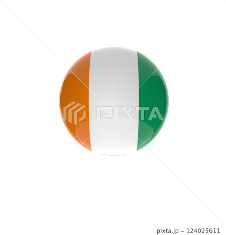 Ivory Coast flag ball in white background Ivory Coast flag ball in white background 124025611
