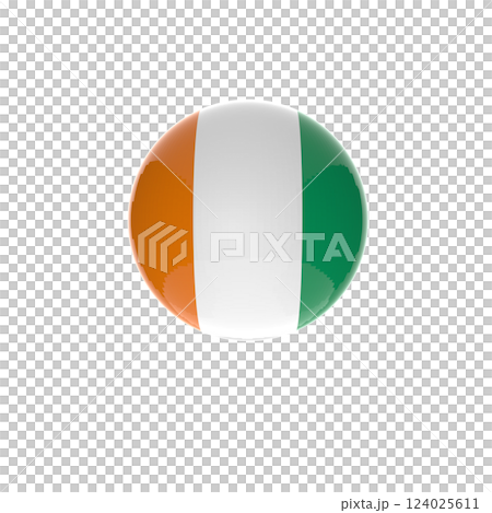 Ivory Coast flag ball in white background Ivory Coast flag ball in white background 124025611