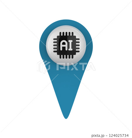 Blue AI map marker in white 124025734