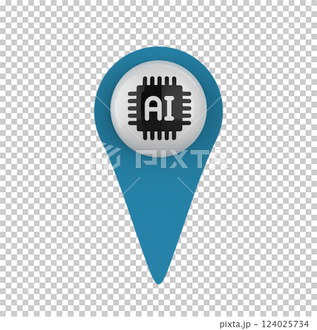 Blue AI map marker in white 124025734