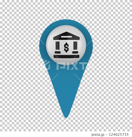 Blue Bank map marker in white Blue Bank map marker in white 124025735