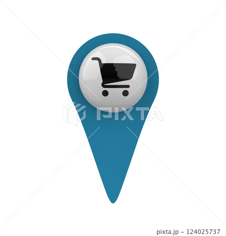 Black shop char in blue map marker in white 124025737