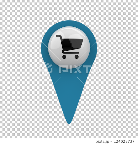 Black shop char in blue map marker in white 124025737