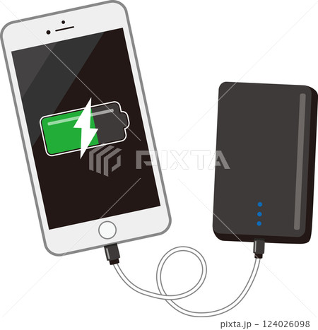 白のスマホとモバイルバッテリー 124026098
