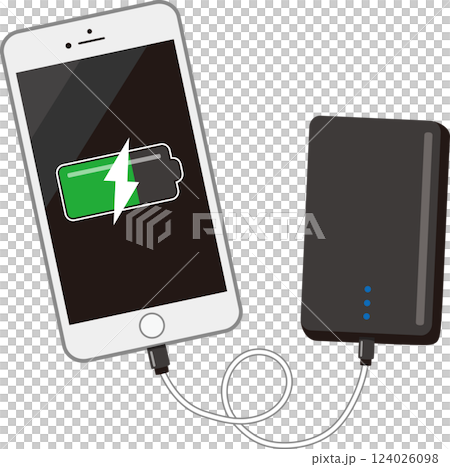 白のスマホとモバイルバッテリー 124026098