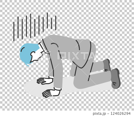 Illustration of a depressed businessman with his hands on the floor 124026294