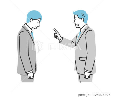 上司に叱られているビジネスマンのイラスト 上司に叱られているビジネスマンのイラスト 124026297