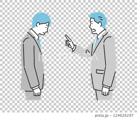 上司に叱られているビジネスマンのイラスト 上司に叱られているビジネスマンのイラスト 124026297