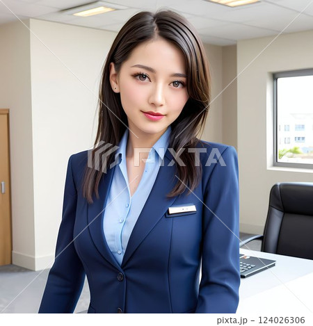 笑顔の若いビジネスウーマン 笑顔の若いビジネスウーマン 124026306