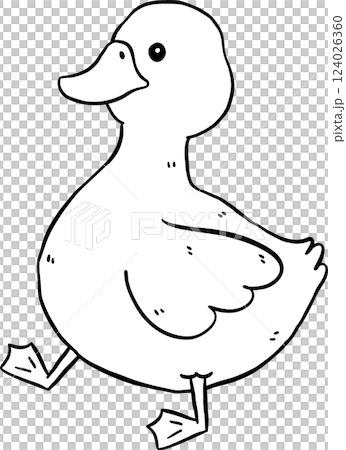 Cute Cartoon Duck Outline Black and White Hand Drawn Doodle Cute Cartoon Duck Outline Black and White Hand Drawn Doodle 124026360